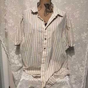 Old Navy White button up with stripes XXL